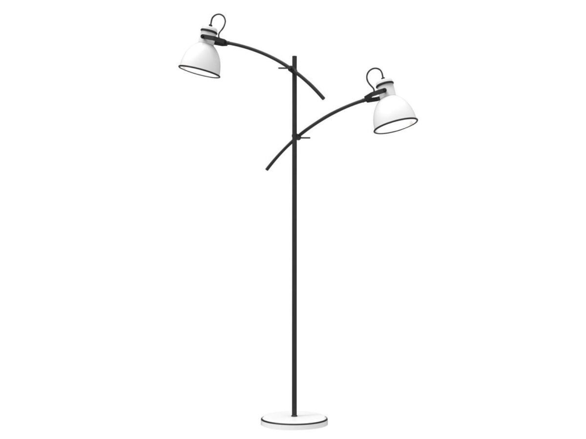 Lampa podłogowa Veledira biało-czarna z 2 kloszami 157 cm