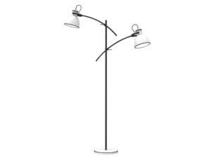 Miniaturka 2 - Lampa podłogowa Veledira biało-czarna z dwoma metalowymi kloszami