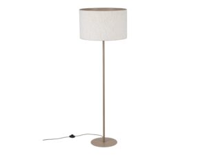 Miniaturka 1 - Lampa podłogowa Vellum piaskowy beż z beżowym abażurem bouclé na białym tle