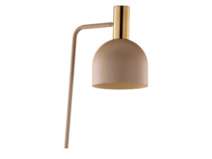 Miniaturka 1 - Lampa podłogowa Vitrum Gold Dzwonek, wysoki zaokrąglony klosz w ciepłym beżu, złoty szczotkowany element