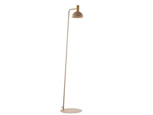 Miniaturka 2 - Lampa podłogowa Vitrum Gold kopuła S w ciepłym beżu, złoty szczotkowany detal, cała oprawa na białym tle