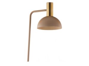 Miniaturka 1 - Lampa podłogowa Vitrum Gold kopuła S, zbliżenie półkulistego klosza w ciepłym beżu i złotego elementu