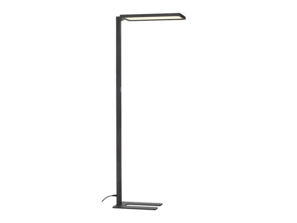 Czarna lampa podłogowa Worklight LED 195 cm na białym tle