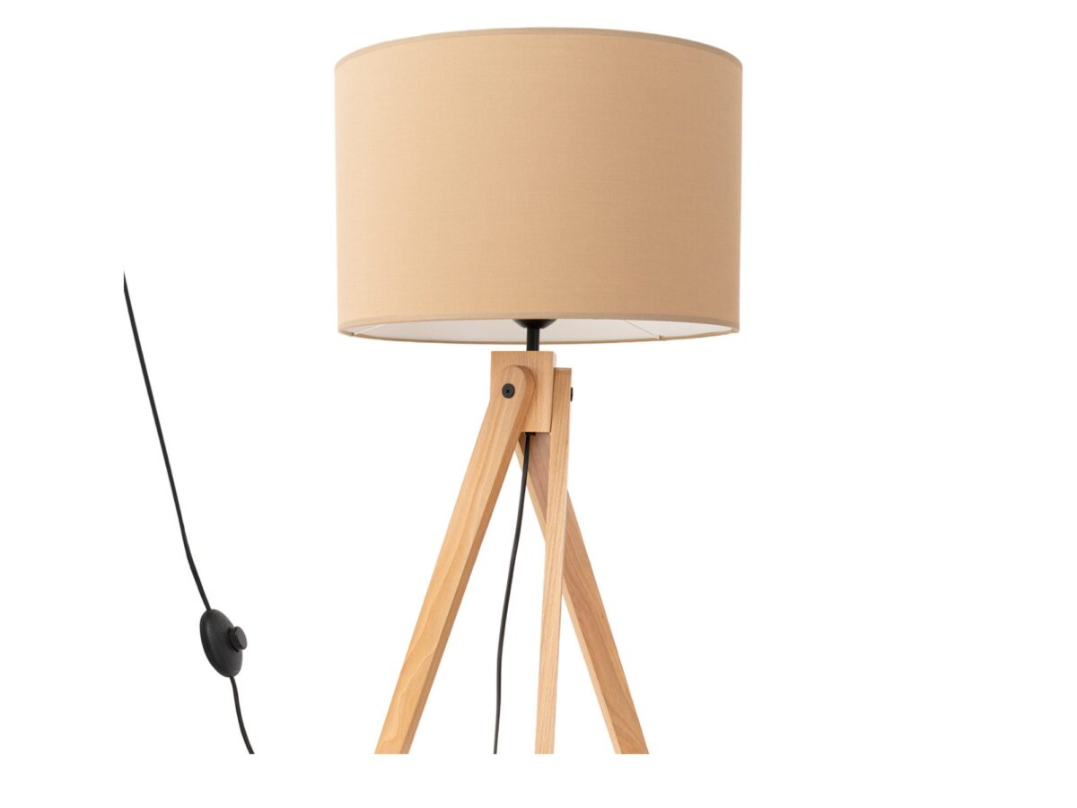 Lampa podłogowa z drewnem Elaria 140 cm taupe