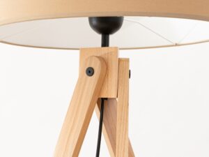 Miniaturka 3 - Lampa podłogowa z drewnem Elaria 140 cm taupe w aranżacji wnętrza 3