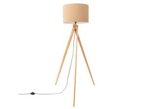 Miniaturka 5 - Wymiary – Lampa podłogowa z drewnem Elaria 140 cm taupe