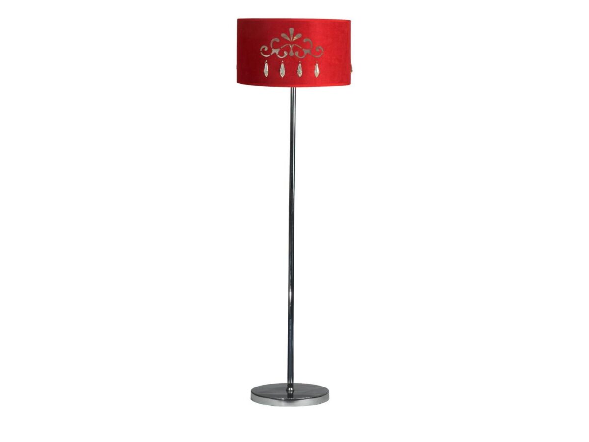 Lampa podłogowa Zarimo z czerwonym abażurem