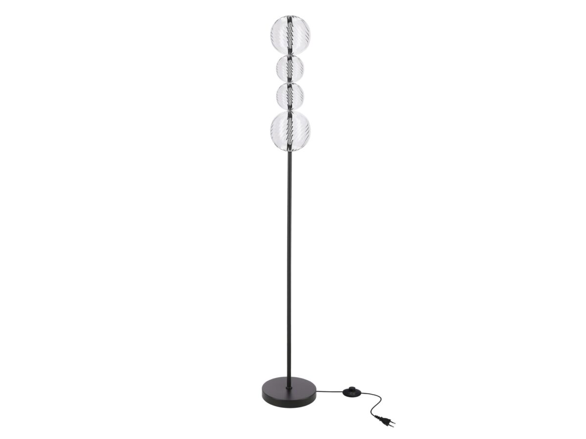 Lampa podłogowa Zelotena czarna z czterema szklanymi kulami LED