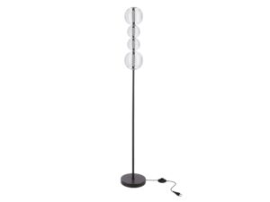 Miniaturka 3 - Czarna lampa podłogowa Zelotena z czterema przezroczystymi szklanymi kulami