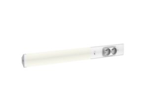 Miniaturka 6 - Biała lampa podszafkowa LED 18 W z dwoma gniazdami 230 V na białym tle, jedna sztuka