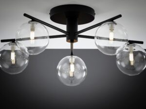 Miniaturka 5 - Lampa Prato z przezroczystymi kloszami w ujęciu z włączonym światłem