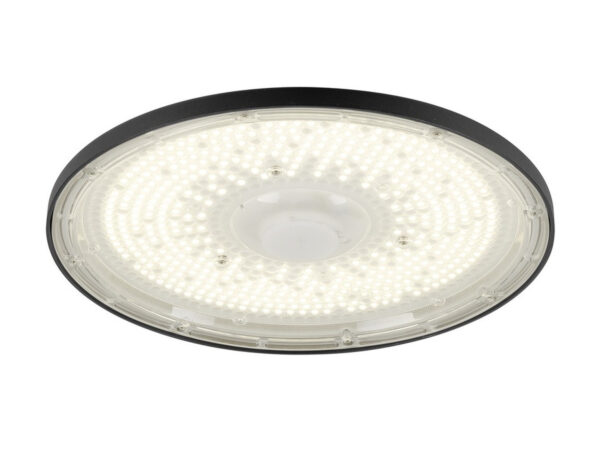 Czarna lampa przemysłowa Highbay C LED Ø34 cm – widok oprawy od spodu
