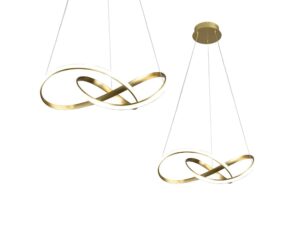 Miniaturka 2 - Lampa wisząca Revodino złota LED 36 W – metalowe obręcze na linkach