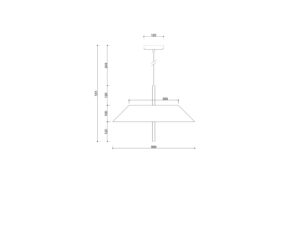 Miniaturka 2 - Rysunek techniczny lampy SAKOSI B z kloszem o średnicy 50 cm