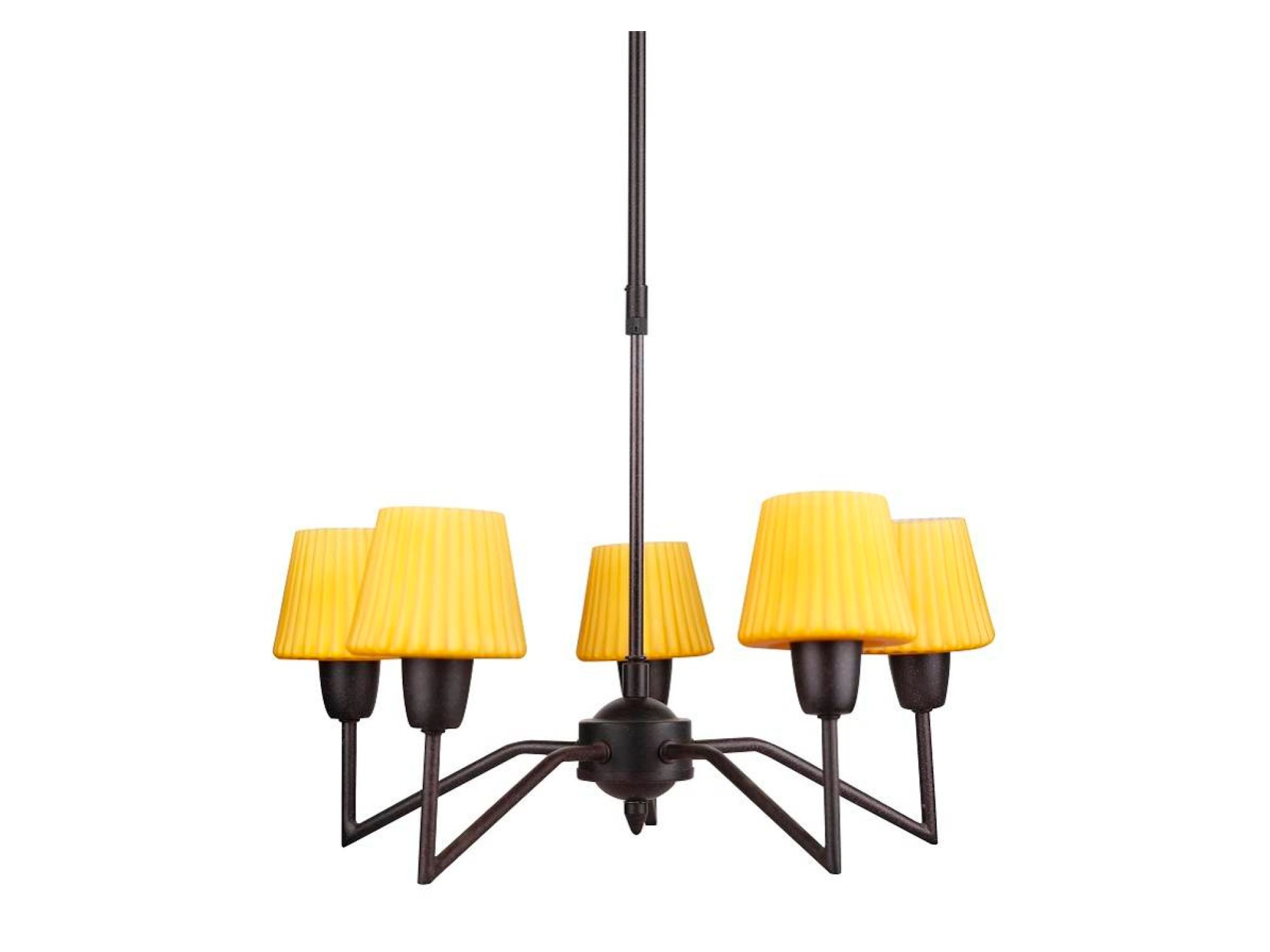 Lampa Savadena z bliska pięć ryflowanych kloszy i brązowy stelaż