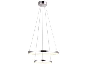 Miniaturka 7 - Podwójna lampa wisząca Selavona z dwoma chromowanymi ringami LED.
