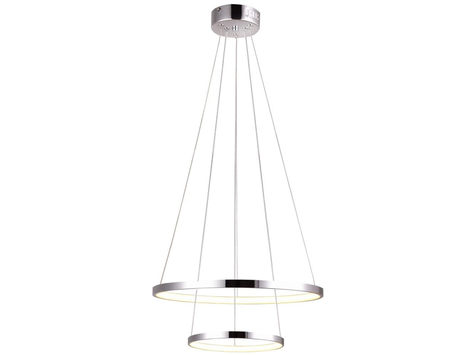 Podwójna lampa wisząca Selavona z dwoma chromowanymi ringami LED.