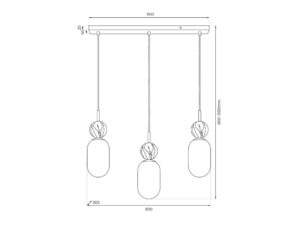 Miniaturka 4 - Lampa wisząca Silasia liniowa rysunek z szerokością 60 cm