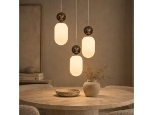 Miniaturka 3 - Lampa Silasia trzy opalowe klosze na różnych wysokościach