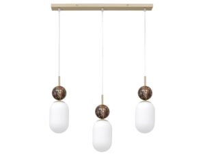 Miniaturka 5 - Lampa wisząca Silasia z trzema kloszami na podłużnej listwie