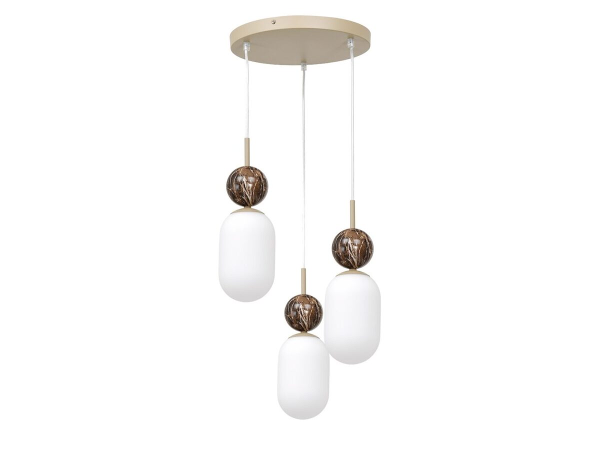 Lampa wisząca Silasia 3-punktowa okrągła 30 cm taupe