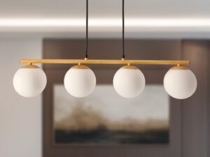 Miniaturka 2 - Lampa wisząca Siledora 4-punktowa 68 cm w kolorze drewna – zdjęcie 3