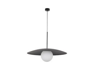 Miniaturka 6 - Lampa Slate czarna z mlecznym szklanym kloszem i metalową tarczą, widok produktu