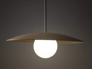 Miniaturka 5 - Lampa Slate piaskowobeżowa z kulistym kloszem w aranżacji wnętrza