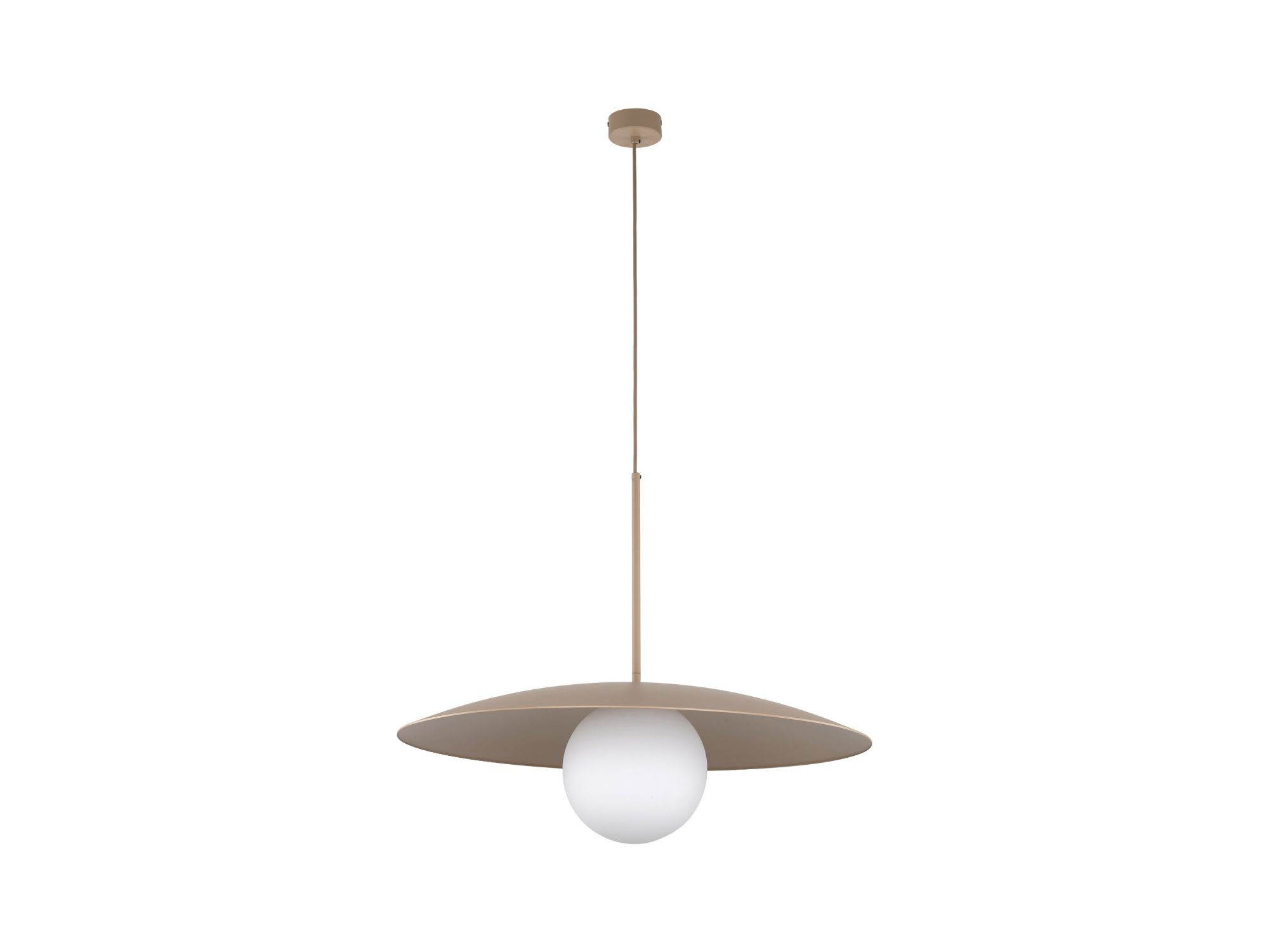 Lampa Slate w kolorze piaskowego beżu z białym szklanym kloszem