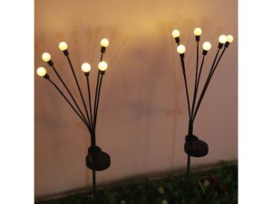 Miniaturka 1 - Lampy solarne z kulkami LED świecące ciepłym światłem przy murze