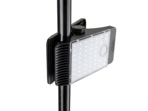 Miniaturka 1 - Lampa solarna LED z czujnikiem ruchu zamocowana na pionowej rurze