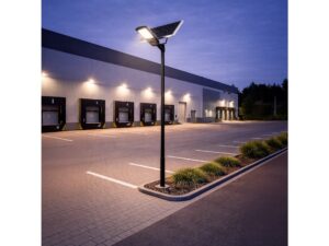 Miniaturka 8 - Lampa solarna LED przy budynku przemysłowym, przykład montażu