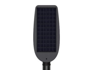 Miniaturka 6 - Czarna lampa solarna LED na ścianę z czujnikiem ruchu na białym tle