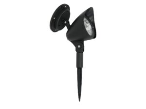Miniaturka 6 - Czarna lampa solarna ogrodowa z regulowanym reflektorem i kolcem