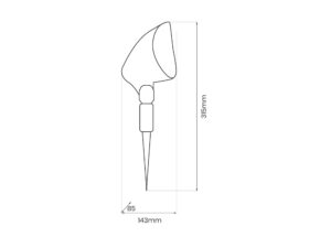 Miniaturka 5 - Schemat wymiarów lampy solarnej z kolcem wysokość 31,5 cm