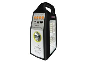 Miniaturka 1 - Czarna lampa solarna turystyczna LED 5 W widok ukośny