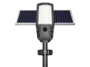 Miniaturka 9 - Szara lampa solarna uliczna LED 2400 lm z oddzielnym panelem słonecznym, na białym tle