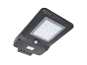 Miniaturka 8 - Czarna uliczna lampa solarna LED 15 W z czujnikiem ruchu i panelem diod na białym tle