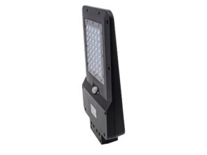 Miniaturka 3 - Czarna oprawa solarna LED z czujnikiem ruchu, widok boczny z przodu