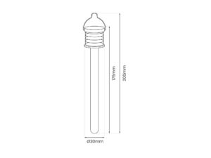 Miniaturka 6 - Rysunek wymiarowy lampy solarnej sopel RGB wysokość 200 mm średnica 30 mm