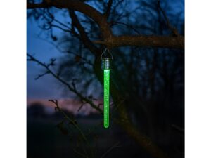 Miniaturka 4 - Wisząca solarna dekoracja sopel z zielonym światłem RGB na gałęzi drzewa