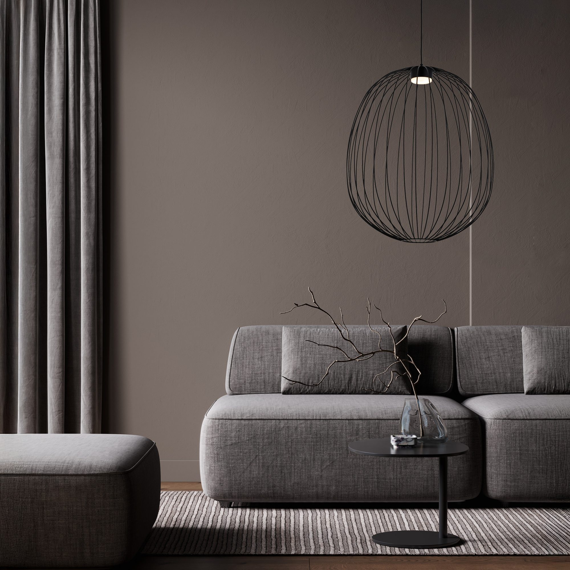 Czarna lampa wisząca Sphera L w aranżacji wnętrza