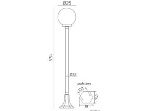 Miniaturka 2 - Lampa stojąca KULE CLASSIC K 5002/1/KP 250 – schemat wymiarowy