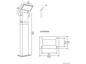 Miniaturka 3 - Rysunek wymiarowy lampy stojącej NEO 11702-600 DG