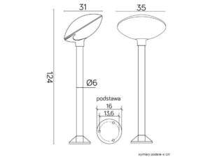 Miniaturka 7 - Lampa stojąca TAO 2 rysunek wysokości i wymiarów