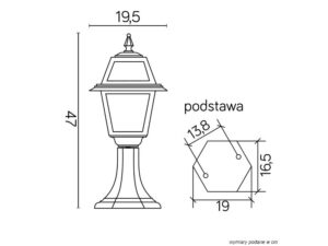 Miniaturka 3 - Lampa stojąca WITRAŻ K 4011/1/N – rysunek wymiarowy