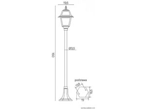 Miniaturka 3 - Lampa stojąca WITRAŻ K 5002/1 N – rysunek wymiarowy