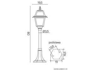 Miniaturka 2 - Lampa stojąca WITRAŻ K 5002/3 N – rysunek wymiarowy