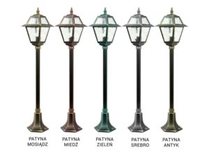 Miniaturka 2 - Lampa ogrodowa WITRAŻ – pięć odcieni patyny na stojących oprawach
