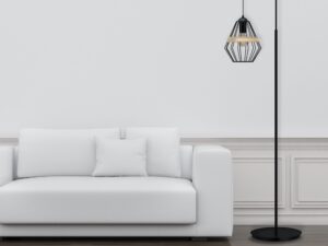 Miniaturka 1 - Lampa stojąca Zenevino w aranżacji przy białej sofie